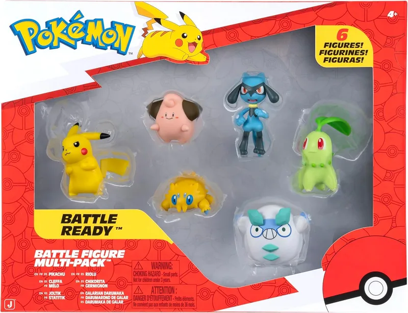 Pack de 6 figuras de batalla Pokémon de 5 cm (Pikachu, Riolu, Chikorita…)